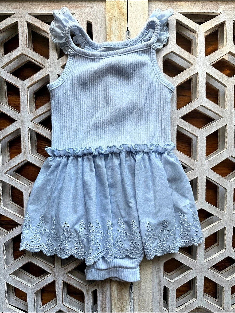Gap Baby Blue Eyelet Romper Size 18-24M